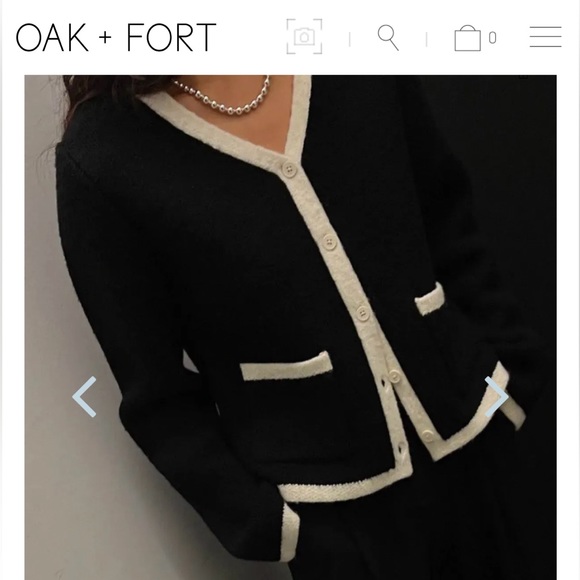 OAK + FORT black contrast trim button-up cardigan - Picture 1 of 3